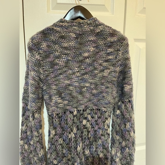Free People 3/4 length sweater. Size M. Blue/Purple/Hunter Green accents. - Picture 4 of 11